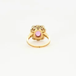 Bague marguerite saphir rose en or jaune et platine