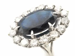 Bague Marguerite saphirs et diamants or blanc
