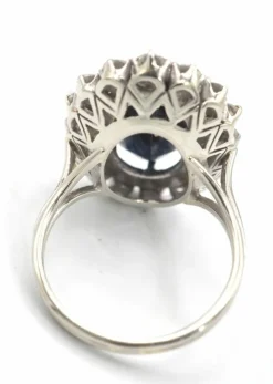 Bague Marguerite saphirs et diamants or blanc