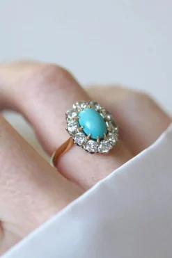 Bague Marguerite turquoise et diamants