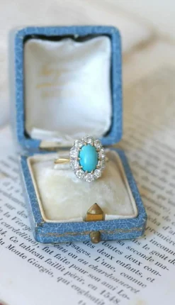 Bague Marguerite turquoise et diamants