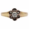 Bague marguerite victorienne or rose, diamant taille ancienne (circa 1900)