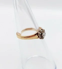 Bague marguerite victorienne or rose, diamant taille ancienne (circa 1900)
