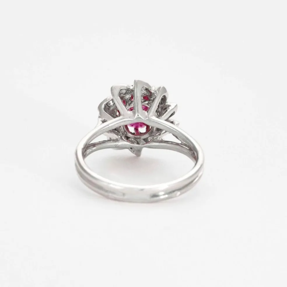 Bague Marguerite Vintage Rubis Diamants