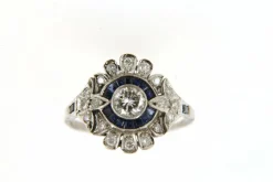 Bague Margueritte en Platine & Diamants, Saphirs