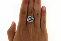Bague Margueritte en Platine & Diamants, Saphirs