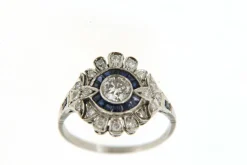Bague Margueritte en Platine & Diamants, Saphirs
