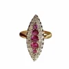 Bague Marquise 2 ors Rubis Diamants