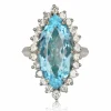 Bague marquise aigue-marine et diamants