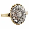Bague marquise antique or jaune diamant taillés en roses