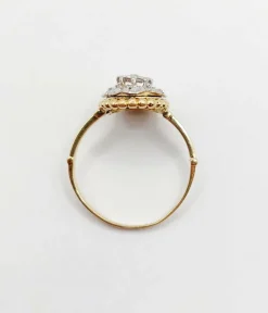 Bague marquise antique or jaune diamant taillés en roses