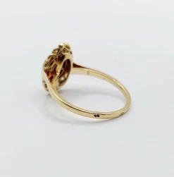 Bague marquise art déco or diamant et rubis calibrés (circa 1920)
