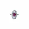Bague Marquise Art Déco Rubis Birman et Diamants