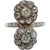 Bague marquise art deco Platine formant deux marguerites de diamant taille ancienne