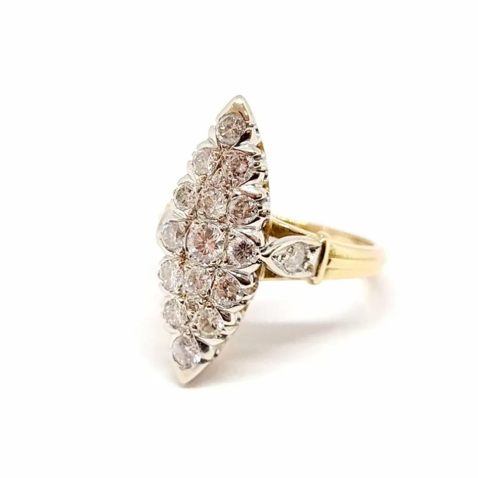 Bague marquise deux ors, diamants