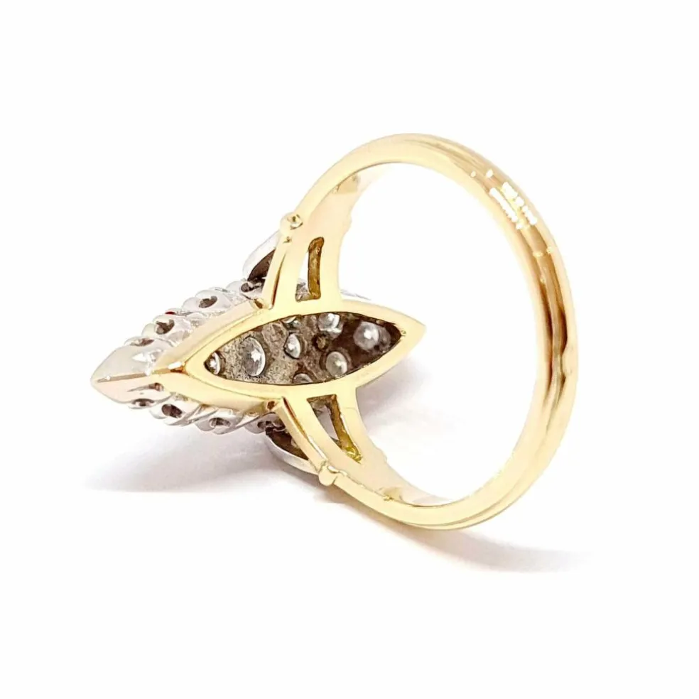 Bague marquise deux ors, diamants