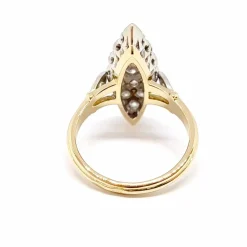 Bague marquise deux ors, diamants