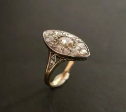 Bague Marquise Diamants en Or Et Platine