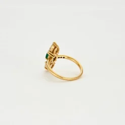 Bague Marquise diamants émeraude