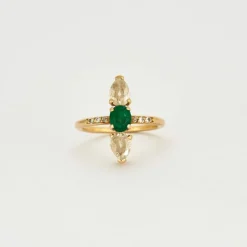 Bague Marquise diamants émeraude