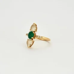 Bague Marquise diamants émeraude