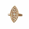 Bague marquise diamants or rose