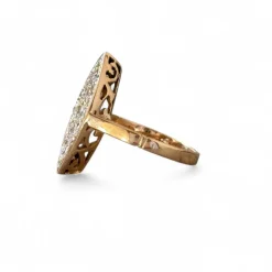 Bague marquise diamants or rose