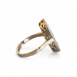 Bague marquise diamants or rose