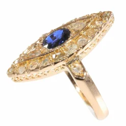 Bague marquise diamants saphir