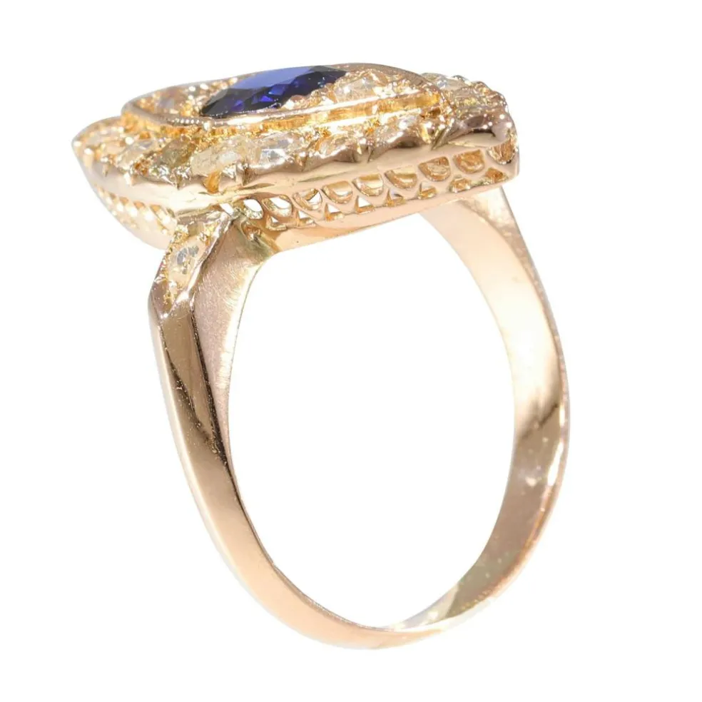 Bague marquise diamants saphir