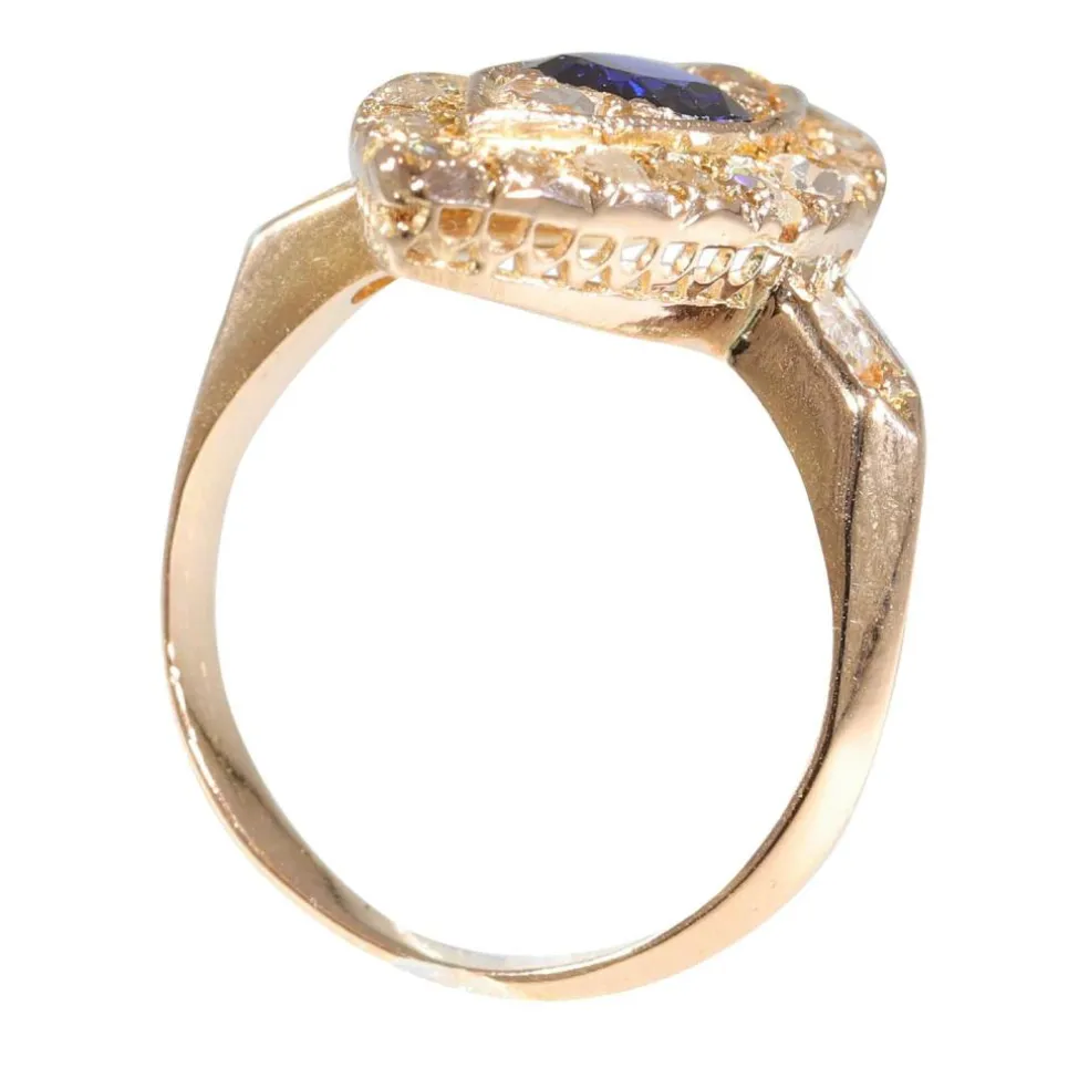 Bague marquise diamants saphir