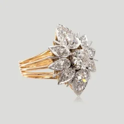 Bague marquise diamants taille ancienne, années 1950