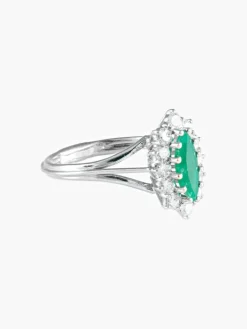 Bague Marquise Emeraude Diamants