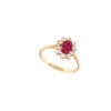 bague marquise en or jaune 18k sertie rubis 0.29ct diamants 0.45ct t56