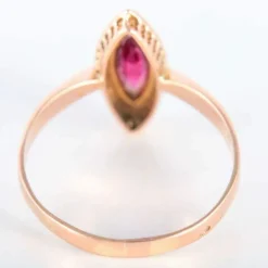 Bague Marquise en or rose Perles et Grenat