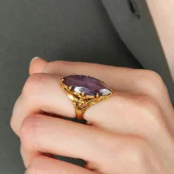 BAGUE MARQUISE "FANTASY" OR & AMETHYSTE