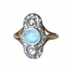 Bague marquise opale et diamants