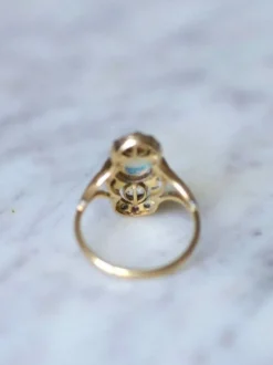 Bague marquise opale et diamants