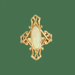 Bague marquise opale et or jaune
