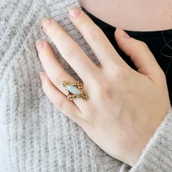 Bague marquise opale et or jaune