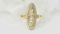 Bague marquise or bicolore et diamants