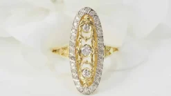 Bague marquise or bicolore et diamants