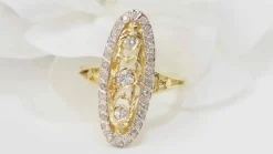 Bague marquise or bicolore et diamants