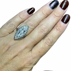 Bague marquise or blanc 2 carats de diamants
