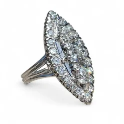 Bague marquise or blanc 2 carats de diamants