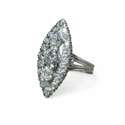 Bague marquise or blanc 2 carats de diamants