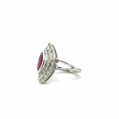 Bague Marquise or blanc - Rubis et Diamants