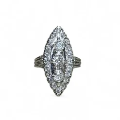 Bague marquise or blanc 2 carats de diamants