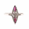 Bague Marquise Or blanc Diamants Rubis