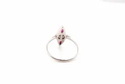 Bague Marquise Or blanc Diamants Rubis